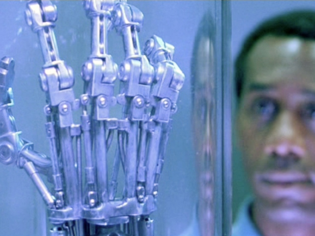 Terminator 2 hand in Cyberdyne Systems