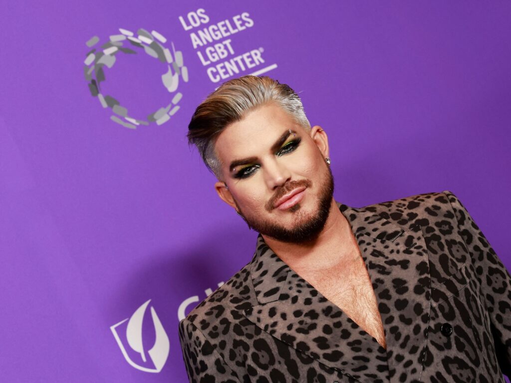 US singer/songwriter Adam Lambert arrives for the Los Angeles LGBT Center Gala at the Fairmont Century Plaza in Los Angeles, California, on April 22, 2023. - This year's honorees include Canadian-US actress Pamela Anderson, US actress and singer Keke Palmer, and posthumously, US actor Leslie Jordan. (Photo by Michael Tran / AFP) (Photo by MICHAEL TRAN/AFP via Getty Images)