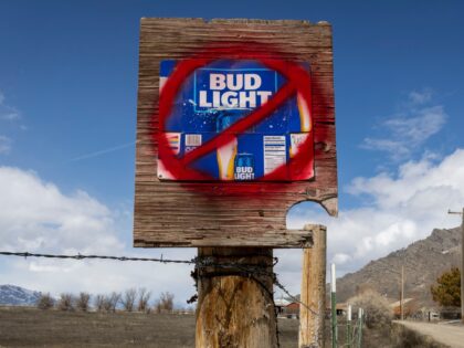 ARCO, ID - APRIL 21: A sign disparaging Bud Light beer is seen along a country road on Apr