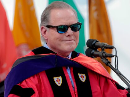 Boston, MA - May 21: David Zaslav, CEO of Warner Bros. Discovery, gives the speech for Boston University's 150th commencement. (Photo by Matthew J. Lee/The Boston Globe via Getty Images)