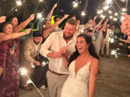 On Friday, Komoroski was reportedly behind the wheel of a vehicle in Folly Beach traveling 65 mph in a 25 mph zone when she allegedly hit a golf card carrying newlyweds Samatha Hutchinson, her husband Aric, and another passenger.