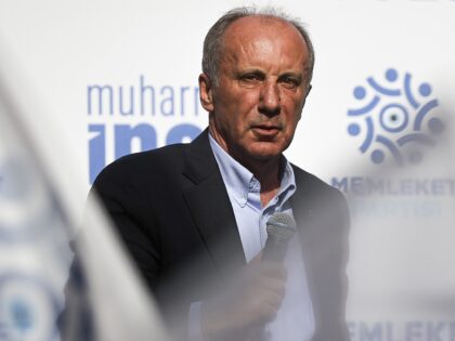 ISTANBUL, TURKIYE - APRIL 30: Chairman of Homeland (Memleket) Party and presidential candidate, Muharrem Ince makes a speech as part of an election campaign ahead of presidential and parliamentary elections in Umraniye district of Istanbul, Turkiye on April 30, 2023. (Photo by Arife Karakum/Anadolu Agency via Getty Images)