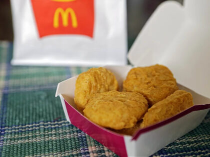 FILE - In this March 4, 2015 file photo, an order of McDonald's Chicken McNuggets is displayed for a photo in Olmsted Falls, Ohio. McDonald’s is testing Chicken McNuggets with no artificial preservatives as it works to revive its U.S. business. The world’s biggest hamburger chain says it began testing …