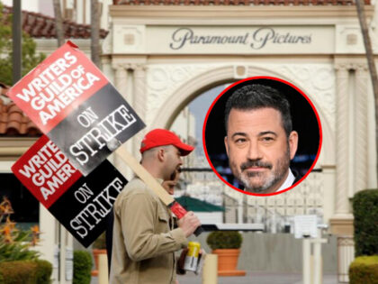 FILE - Striking film and television writers picket outside Paramount Studios on Jan. 23, 2008, in Los Angeles. In an email to members Monday, April 17, 2023, leaders of the Writers Guild of America said nearly 98% of voters said yes to a strike authorization if a new contract agreement …