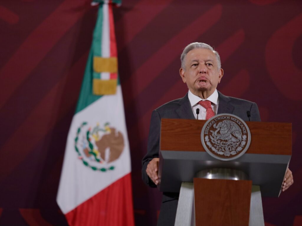 Andres Manuel Lopez Obrador, President of Mexico, during a morning conference at the National Palace in Mexico City, after recovering from COVID-19, saying that it was not serious and that he is in optimal condition. He also said that he will meet privately with White House adviser Elizabeth Sherwood-Randall on Tuesday 2 May. (Photo by Gerardo Vieyra/NurPhoto via Getty Images)