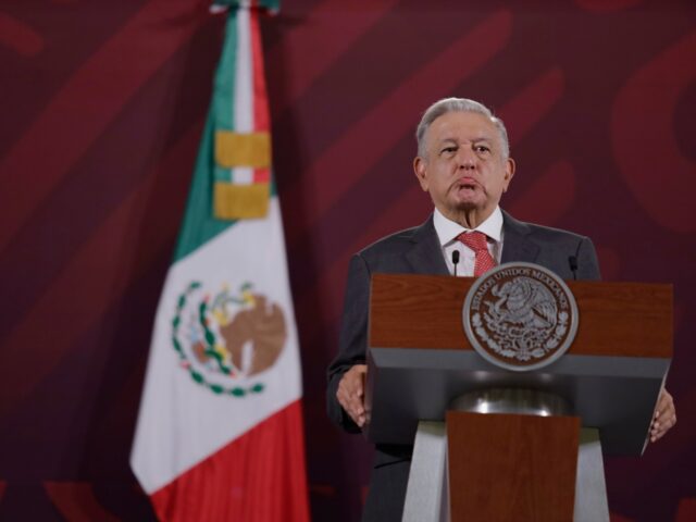 Andres Manuel Lopez Obrador, President of Mexico, during a morning conference at the Natio