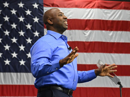CHARLESTON, USA - MAY 22: Senator Tim Scott holds a 'major announcement' in North Charleston, SC at his alma mater, Charleston Southern University in the Buccaneer Field House in Charleston, SC, United States on May 22, 2023 (Photo by Peter Zay/Anadolu Agency via Getty Images)