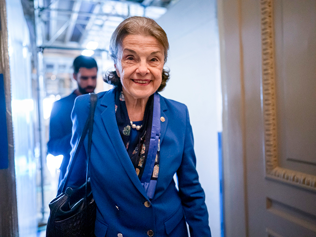 Sen. Dianne Feinstein, D-Calif., walks through a Senate corridor after telling her Democratic colleagues that she will not seek reelection in 2024, at the Capitol in Washington, Feb. 14, 2023. Feinstein's months-long absence from the Senate has become a growing problem for Democrats. Feinstein's vote is critical to confirm President …