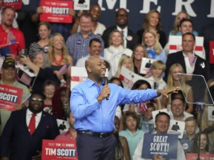 Sen. Tim Scott, R-S.C. Scott gives remarks at his presidential campaign announcement event