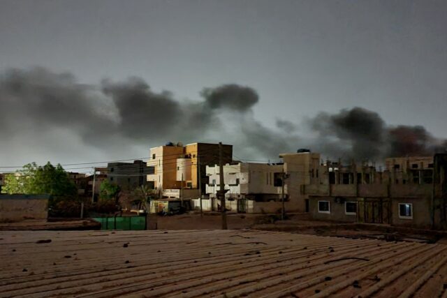 Smoke billows in southern Khartoum on May 29, 2023, as fighting continued despite a US and