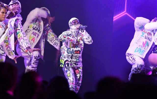 US rapper Missy Elliott performs at the 65th Annual Grammy Awards in Los Angeles on February 5, 2023