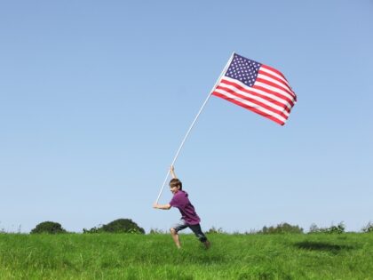 Boy waving flag