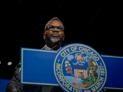 Brandon Johnson, mayor of Chicago, during an inauguration ceremony at the Credit Union 1 Arena in Chicago, Illinois, US, on Monday, May 15, 2023. Chicago elected Johnson in the mayoral runoff, a progressive who plans to raise taxes on major corporations to boost the city's revenue, after a contentious race …