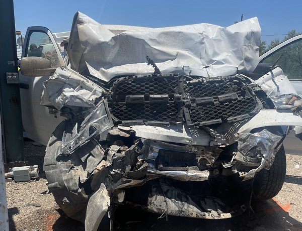 A civilian vehicle crashed into a Border Patrol agent's parked vehicle at an interior immigration checkpoint. (Law Enforcement Source)