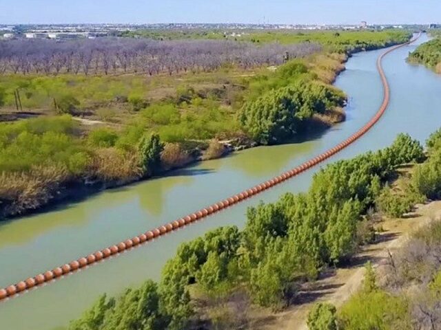 Cochrane USA Floating Barriers -- Artist's rendition on Rio Grande in Texas.