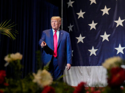 Former President Donald Trump speaks at the Georgia Republican convention, Saturday, June 10, 2023, in Columbus, Ga. (AP Photo/John Bazemore)