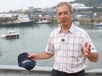 Nigel Farage arrives at Dover, Kent, where people thought to be migrants have previously been brought ashore by Border Force officers following a number of small boat incidents in the Channel. (Photo by Kirsty O'Connor/PA Images via Getty Images)