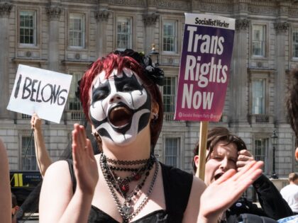 LONDON, UNITED KINGDOM - AUGUST 06, 2021: Transgender people and their supporters protest