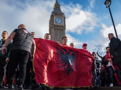 Thousands of Albanians march from Westminster Bridge to Parliament Square to protest again