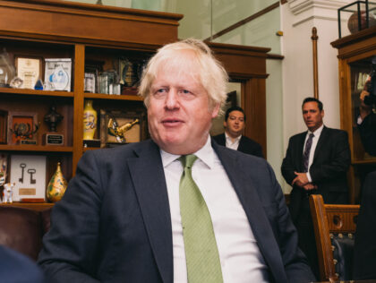 Boris Johnson, former UK prime minister, during a meeting with Greg Abbott, governor of Te