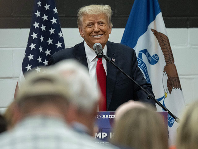 Former US President and 2024 Presidential hopeful Donald Trump smiles during a Team Trump Volunteer Leadership Training at the Grimes Community Center in Grimes, Iowa, on June 1, 2023. (Photo by ANDREW CABALLERO-REYNOLDS / AFP) (Photo by ANDREW CABALLERO-REYNOLDS/AFP via Getty Images)
