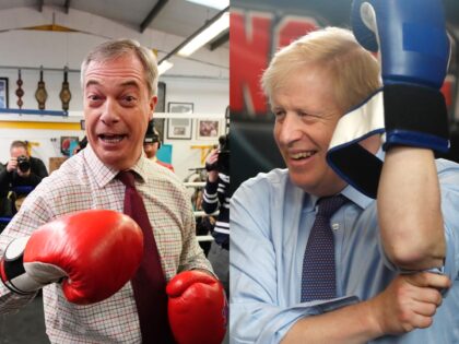 BOLSOVER, ENGLAND - NOVEMBER 05: Brexit party leader Nigel Farage attends an election campaign event at Bolsover Boxing Club on November 5, 2019 in Bolsover, England. The UK’s main parties are gearing up for a December 12 general election after the motion was carried in a bid to break the …