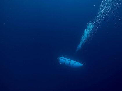 An undated photo shows tourist submersible belongs to OceanGate descents at a sea. Search