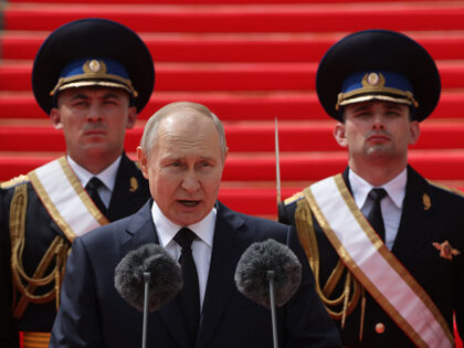 Russian President Vladimir Putin speaks during his meeting with officers of Russian army a
