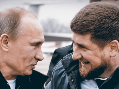 Ramzan Akhmadovich Kadyrov (right), Pro-Russian, Leader of the Chechen (Chechnya) Republic, with Russian President Vladimir Putin. 2015. (Photo by: Rob Welham/Universal History Archive/Universal Images Group via Getty Images)