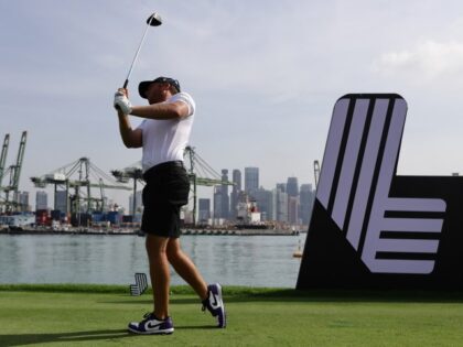 Talor Gooch of RangeGoats GC in action during day two of the LIV Golf Invitational - Singapore at Sentosa Golf Club on April 29, 2023 in Singapore. (Photo by Suhaimi Abdullah/Getty Images)