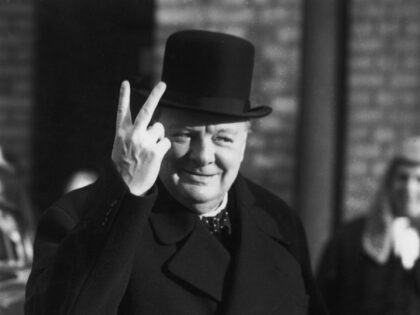 Winston Churchill (1874 - 1965) giving the 'V for Victory' salute in London, after the British victory at the Second Battle of El Alamein, 10th November 1942. (Photo by Reg Speller/Fox Photos/Hulton Archive/Getty Images)