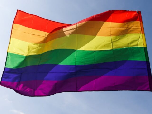 Rainbow flag is seen during the equality march in Krakow, Poland on May 20, 2023. (Photo b