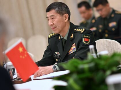 03 June 2023, Singapore, Singapur: Chinese Defense Minister General Li Shangfu meets with