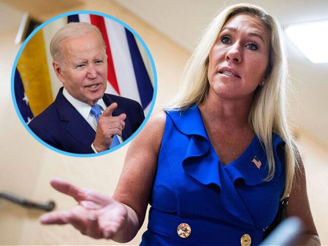 Marjorie-Taylor-Greene-Joe-Biden-getty-images Rep. Marjorie Taylor Greene INSET: President Joe Biden