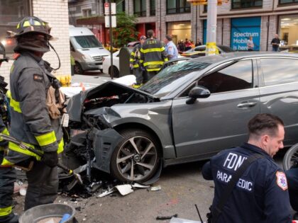 UNITED STATES -June 4: Firefighters respond after a bicyclist and multiple pedestrians were struck by a car on 3rd Avenue and East 21st Street in Manhattan, New York City on Sunday, June 4, 2023. (Gardiner Anderson for NY Daily News via Getty Images)