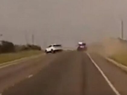 An alleged human smuggler looses control of vehicle during 115 mph pursuit in Kinney County. (Texas Department of Public Safety)