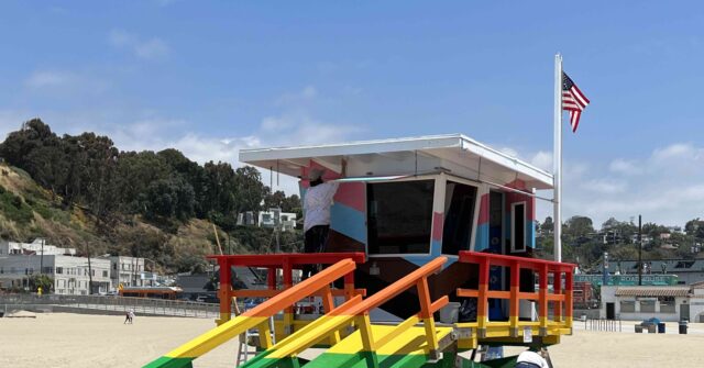 WATCH: Los Angeles County Paints Trans 'Progress Pride Flag' on Lifeguard Towers
