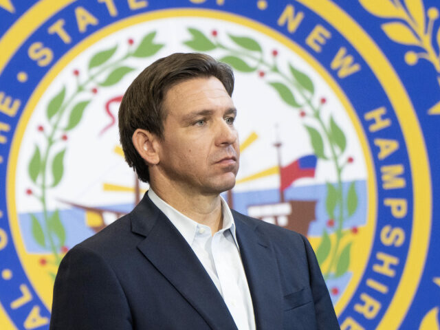 Ron DeSantis, governor of Florida, during a campaign event at Manchester Community College