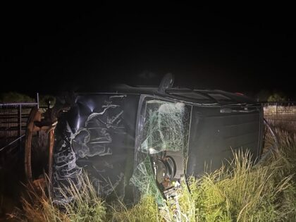 Police pursuit in South Texas ends in a roll-over crash. (Kinney County Sheriff's Office)