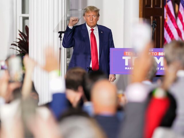 BEDMINSTER, NJ - June 13 : Former president Donald Trump gestures to the crowd after speak