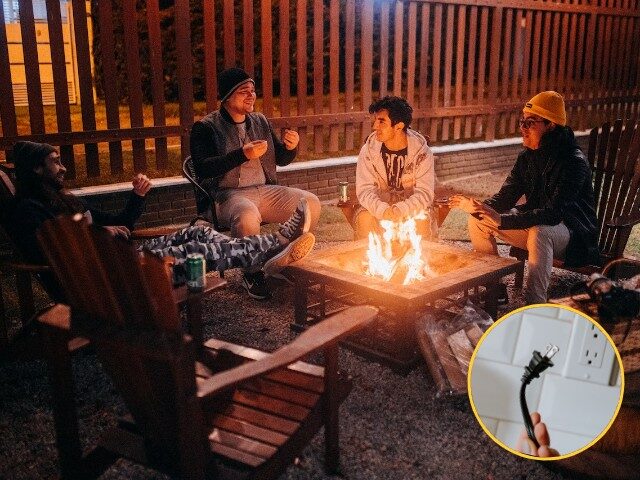Smiling friends speaking against bright flame in camp at night (Pexels/Matheus Bertelli) /