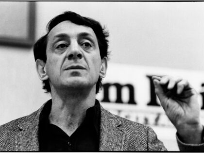lose-up of American politician and Gay rights activist Harvey Milk (1930 - 1978) as he campaigns for a position on the San Francisco Board of Supervisors, San Francisco, California, September 1977. (Photo by Janet Fries/Getty Images)