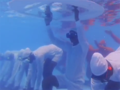 Visuals of underwater Yoga performance by the Amphibious Warriors of Pangode Military Stn