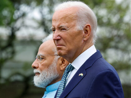 WASHINGTON, DC - JUNE 22: U.S. President Joe Biden (R) and Indian Prime Minister Narendra