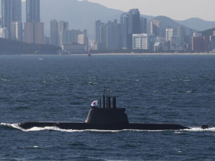 FILE, In this Oct. 17, 2015 file photo, the South Korean Navy' 1,800 ton submarine Ahn Jung Geun is seen during a media day for a naval fleet review off South Korea's southeastern coast near Busan, South Korea. (AP Photo/Ahn Young-joon, File)