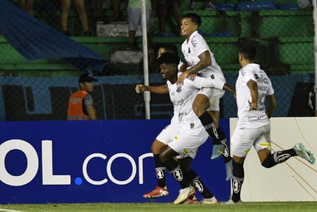 Santos defender Eduardo Bauermann, seen here celebrating a goal in a match in April, has b
