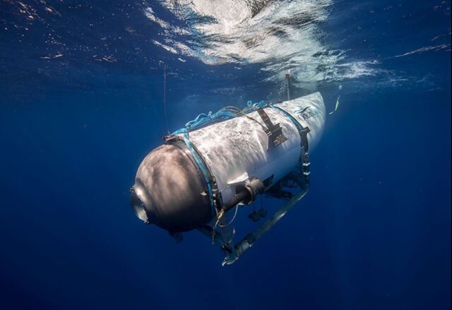 The Titan submersible beginning a descent