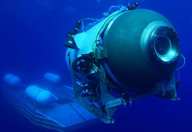 This undated image courtesy of OceanGate Expeditions, shows their Titan submersible launch