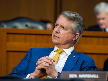 Sen. Roger Marshall, R-Kan., listens to witnesses during the Senate Health, Education, Labor, and Pensions hearing to examine stopping the spread of monkeypox, focusing on the Federal response, in Washington, Wednesday, Sept. 14, 2022. (AP Photo/Cliff Owen)