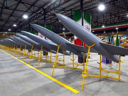 In this picture released by the official website of the Iranian Army on Thursday, April 20, 2023, Iran-made drones are displayed in a ceremony marking to provide to the nation's army, Iran. Ministry of Defense said Thursday it has delivered more than 200 long-range strategic drones to the army. (Iranian …